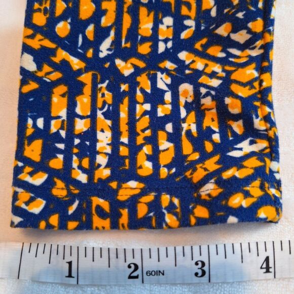 LuLaRoe Leggings Blue and Yellow Geometric Print Soft Stretchy Spring - Picture 5 of 8